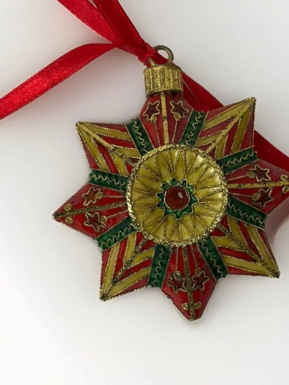 🎄 Vintage 2000 Dillard’s Cloisonne Birdhouse Star Christmas Ornaments Boxed Set